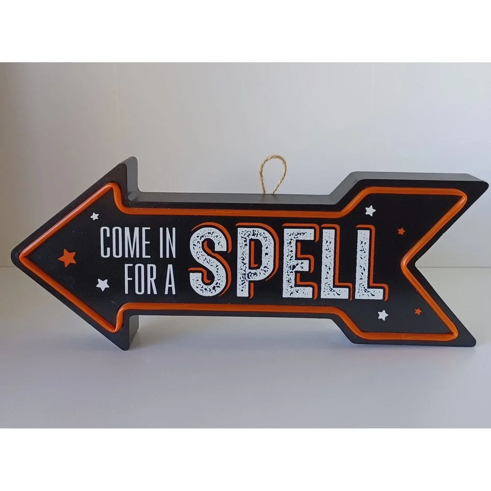 Come In For A Spell Halloween Holiday Seasonal Light Up Decor Sign